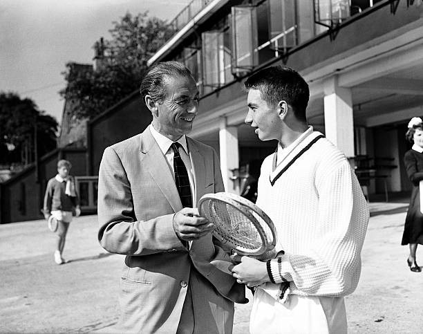 Stanley Matthews has a quick word with his son Stanley Matthews Jr- Old Photo