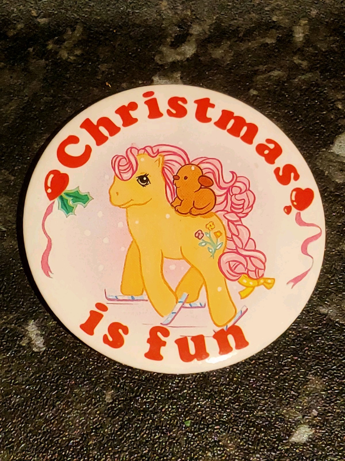 Vintage Super Rare My Little Pony MLP Christmas Pin Badge 1991 Gemma Designs UK