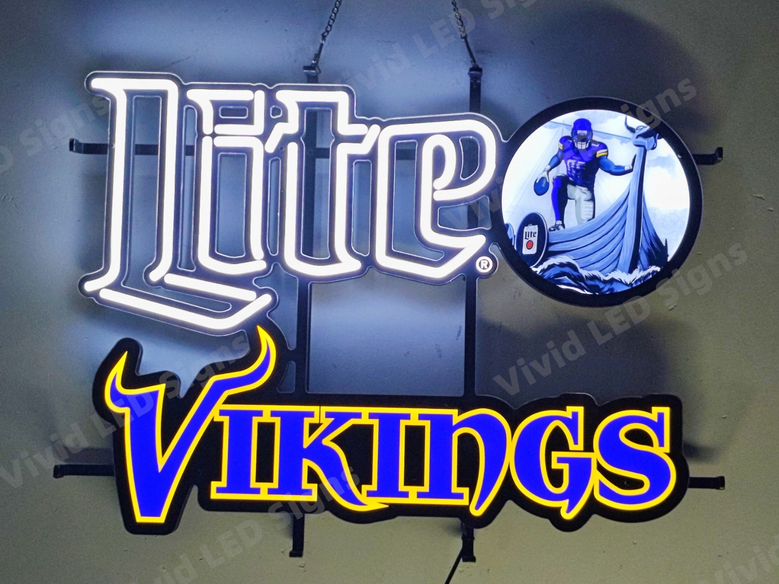 Vivid LED Miller Lite Beer Minnesota Vikings 24\