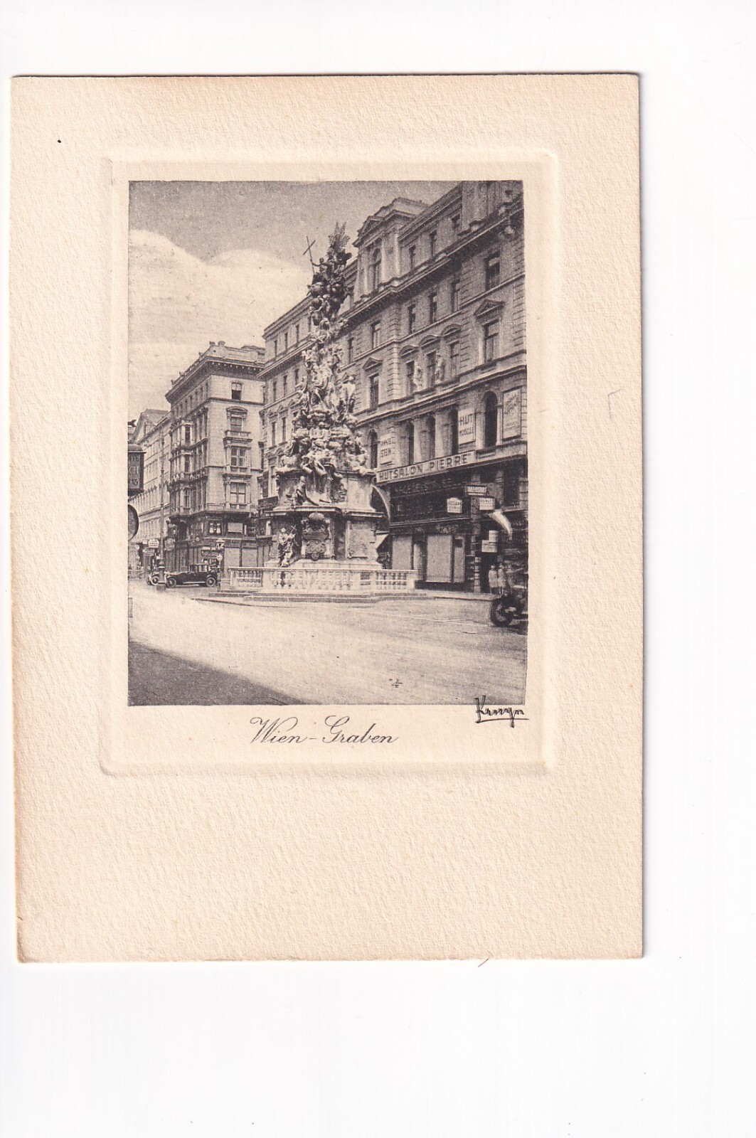 AK VIENNA GRAVE Passepartout Fountain Shop Signed Card Postcard Austria