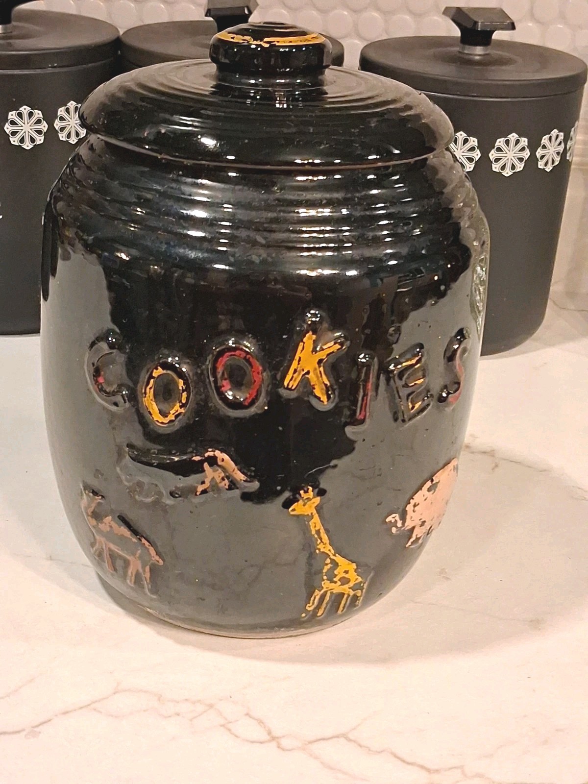 Ceramic Animal Crackers Cookie Jar Brown Large 9.25” Vintage Unsigned Mccoy