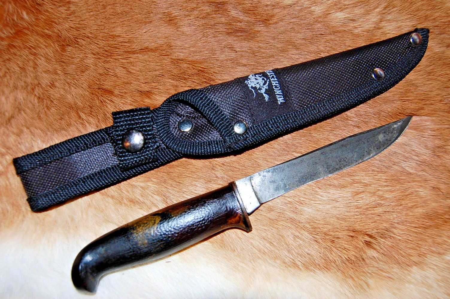 Vintage West-Cut Boulder Co. Fixed Blade Hunting Knife & Sheath - Western