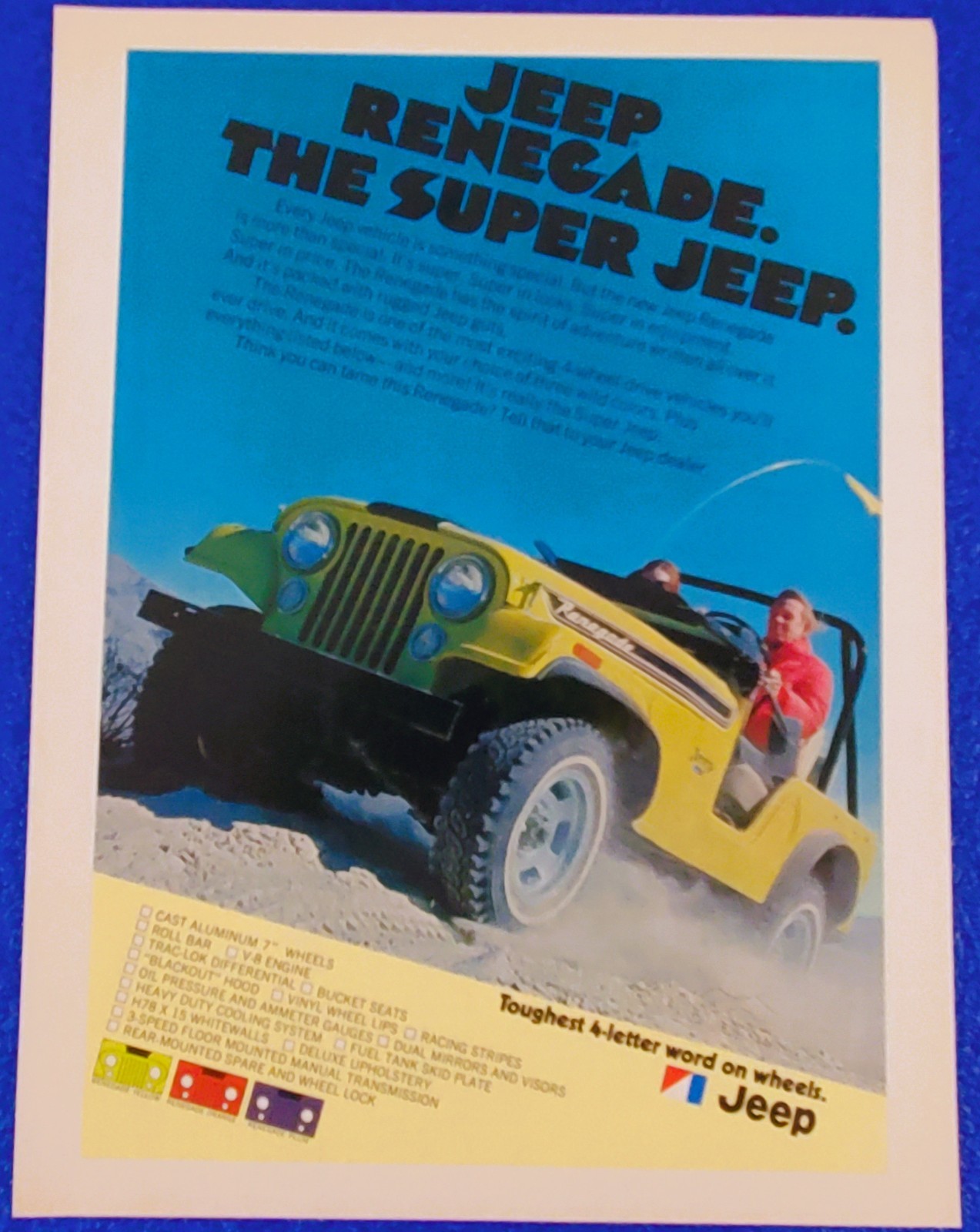 Vintage 1972 Renegade Print Ad The Super Jeep 4x4 Original Trail & Camp Truck