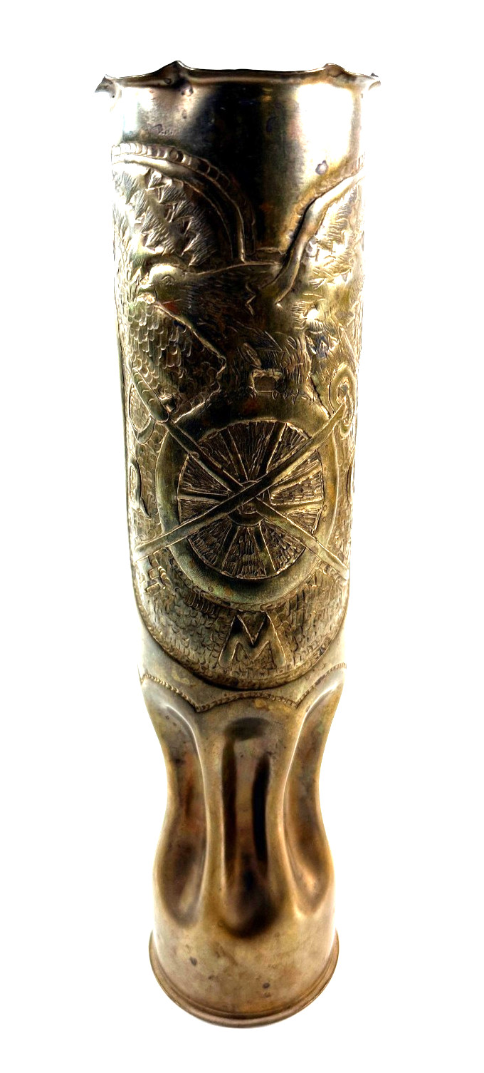 Antique 1914 1918 WW1 Folk Trench Art Shell eagle wheel key Antique 1914 1918 WW1 Folk Trench Art Shell eagle wheel key