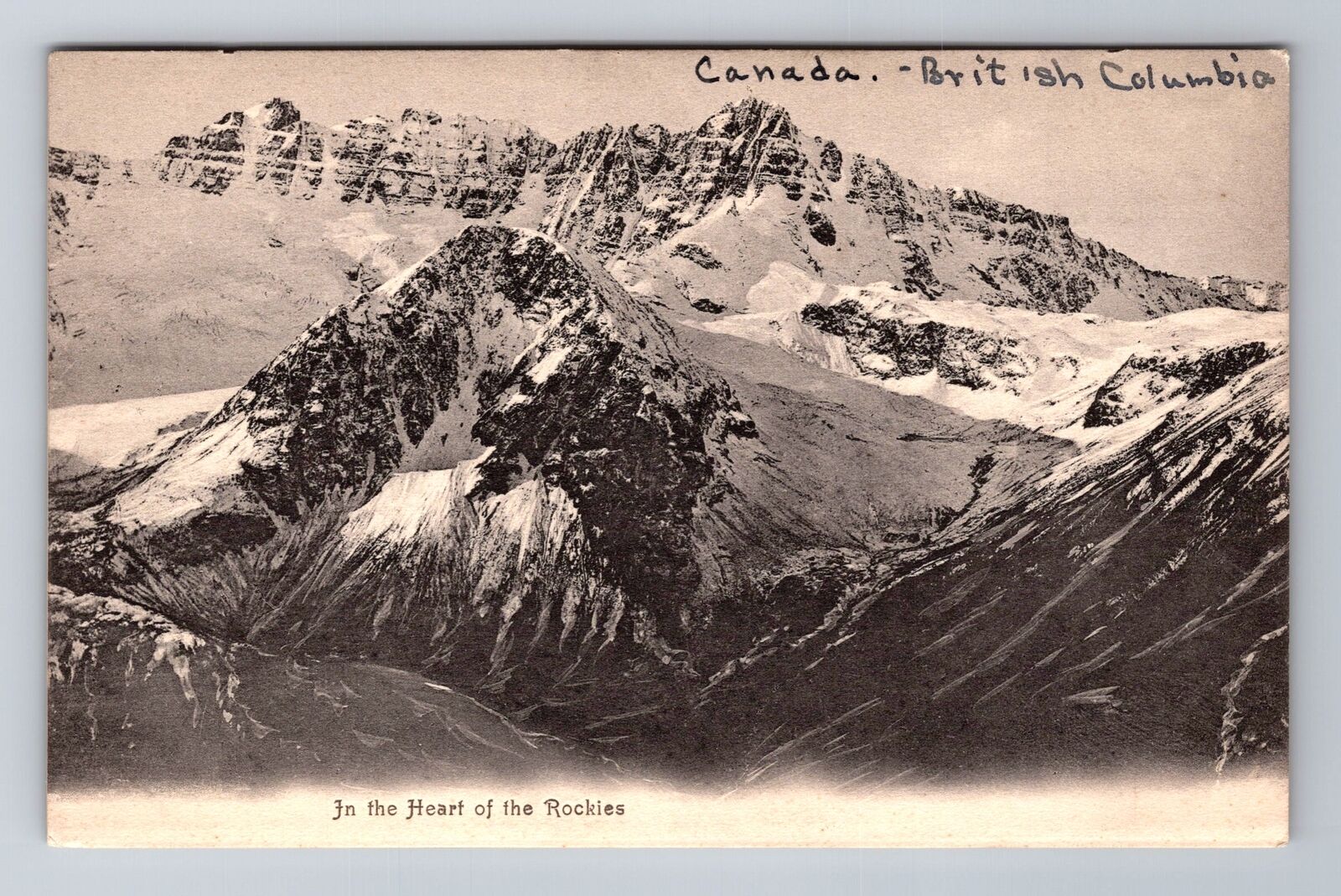 British Columbia-Canada, Heart Of The Rockies, Antique Souvenir Vintage Postcard