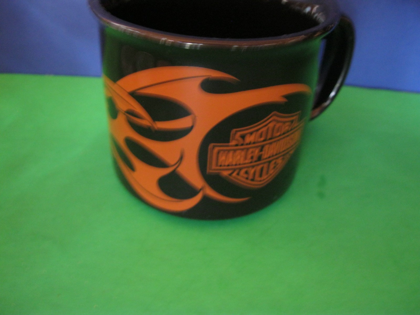 Harley Davidson XL Coffee Cup Mug 2004 Black & Orange Flames Collectors Cup
