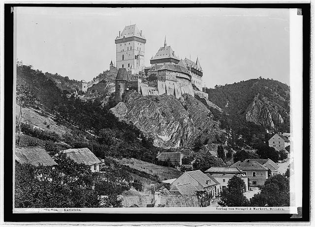 Photo:Karlstein Castle Austria 1910s Hilltop Fortress Village Scene