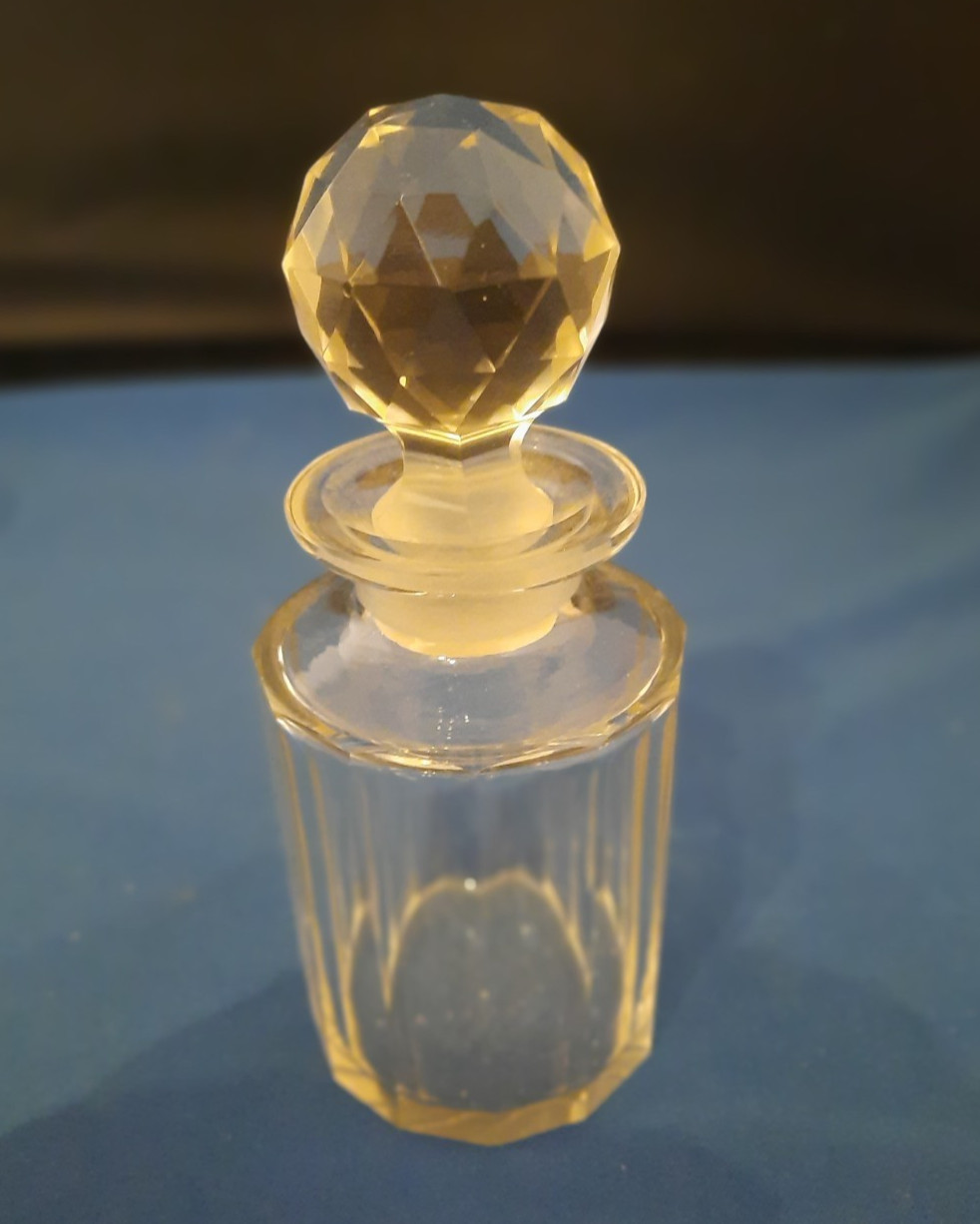Victorian Handmade Cut Glass Faceted Bottle (c.1880s-90s)