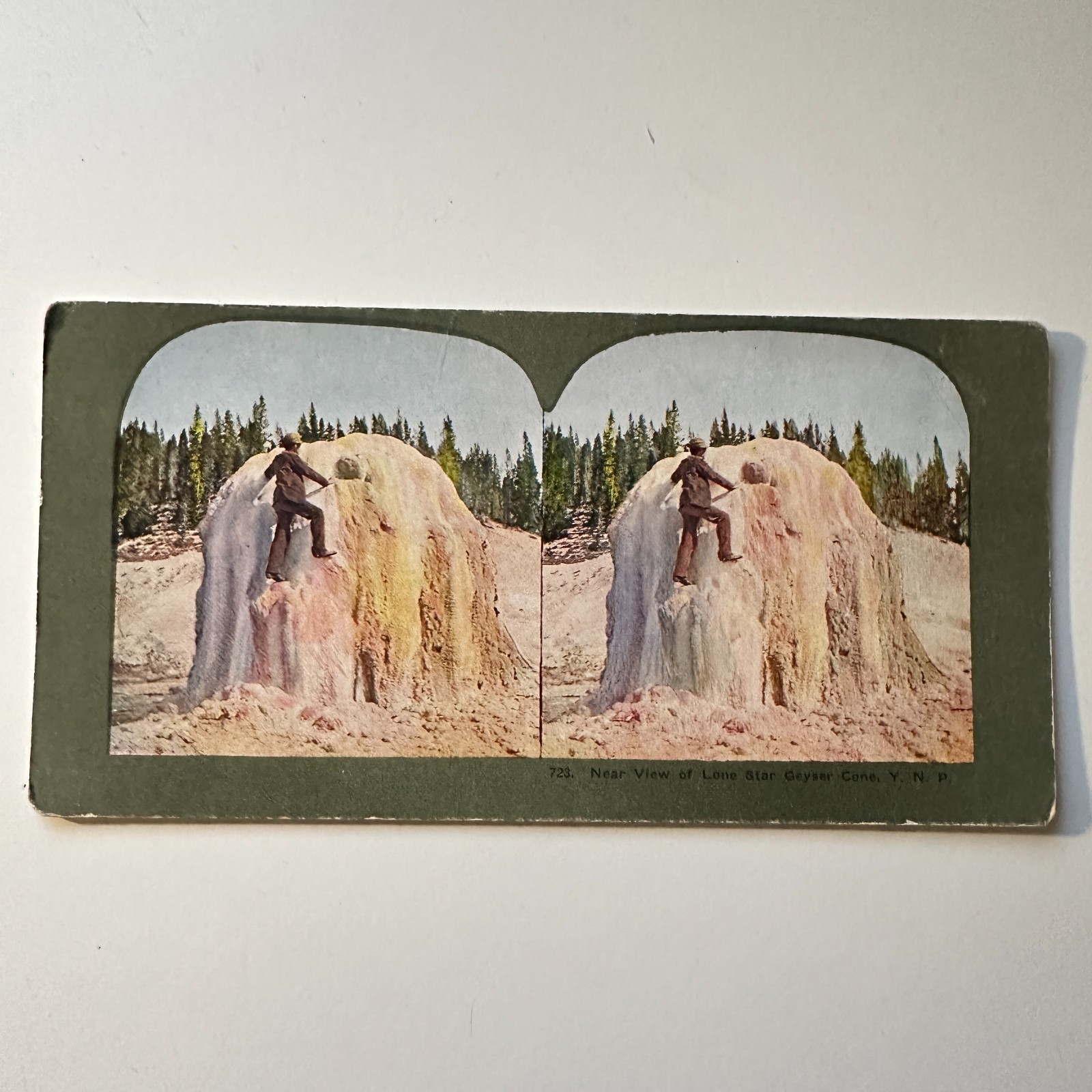Near View of Lone Star Geyser Cone Antique Stereoview Card 5H6-5