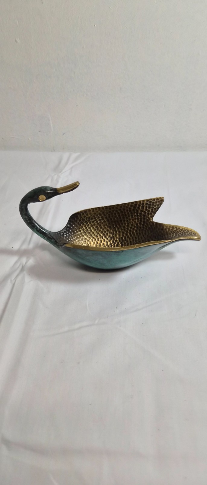 Vintage 1950's Oppenheim enameled brass duck trinket bowl Vintage 1950's Oppenheim enameled brass duck trinket bowl