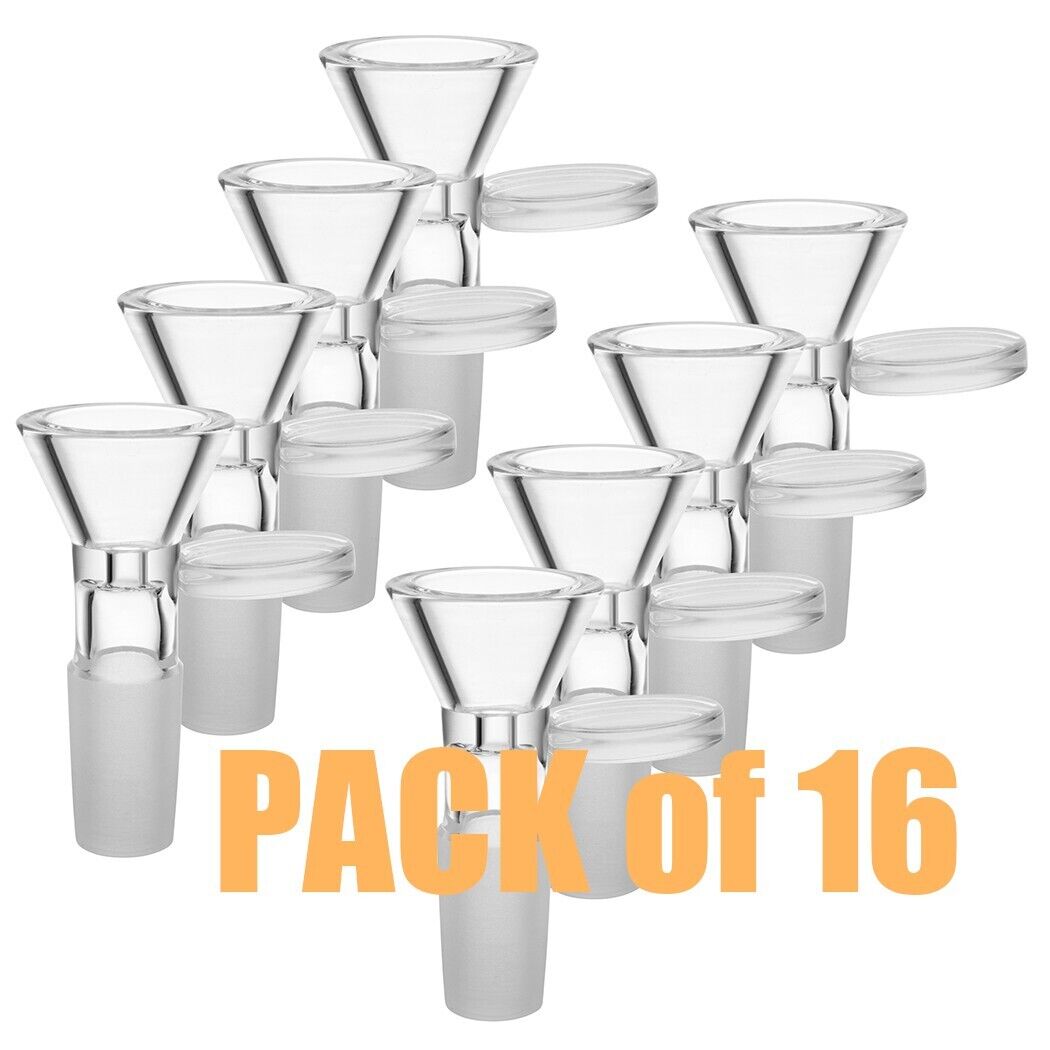 ( Pack of 16 ) 14mm Male Glass Bowl For Water Tobacco Pipe Bong Replacement Head