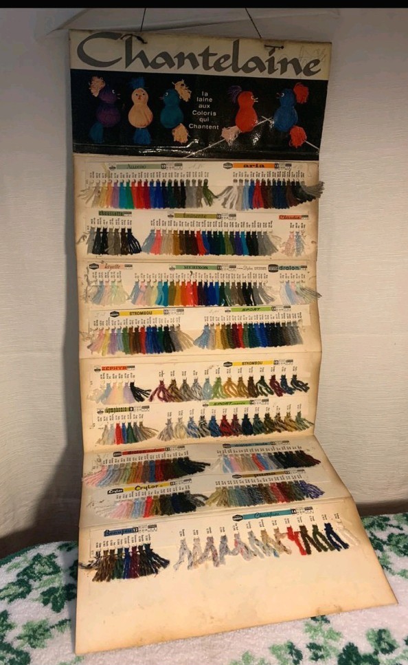 Antique / Vintage French Chantelaine Wool Yarn Store Display & Sample Shade Card