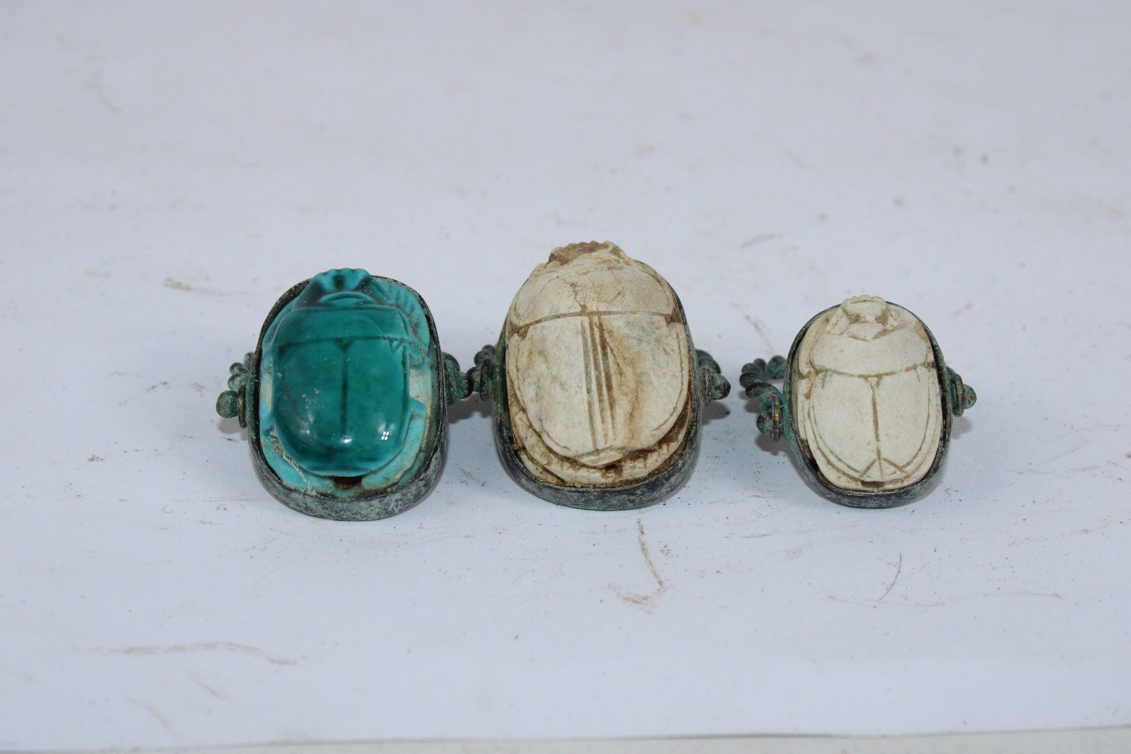 3 UNIQUE HANDMADE ANCIENT EGYPTIAN PHARAONIC RING SCARAB (MH)