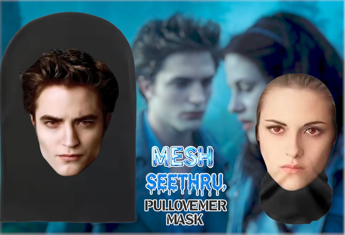 Twilight Vampire 2x Mask Edward & Bella Couples Halloween Costume Cosplay Party Twilight Vampire 2x Mask Edward & Bella Couples Halloween Costume Cosplay Party