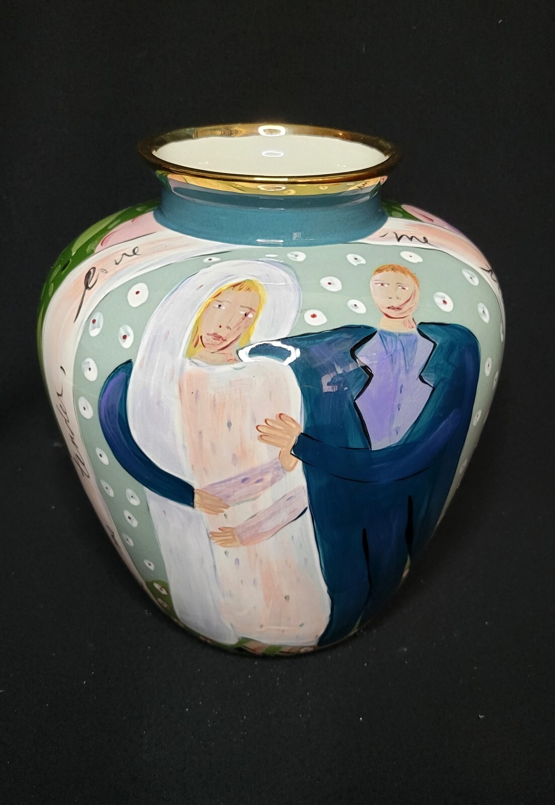 Lovely Droll Designs Bride & Groom Love Me Tender Love Me True Wedding Vase 10\