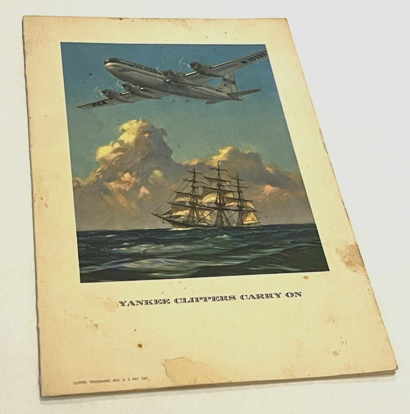 1954 PAN AM YANKEE CLIPPER NORMANDY  D-DAY 10th ANNIV. SIGNED MENU-SEE PHOTOS
