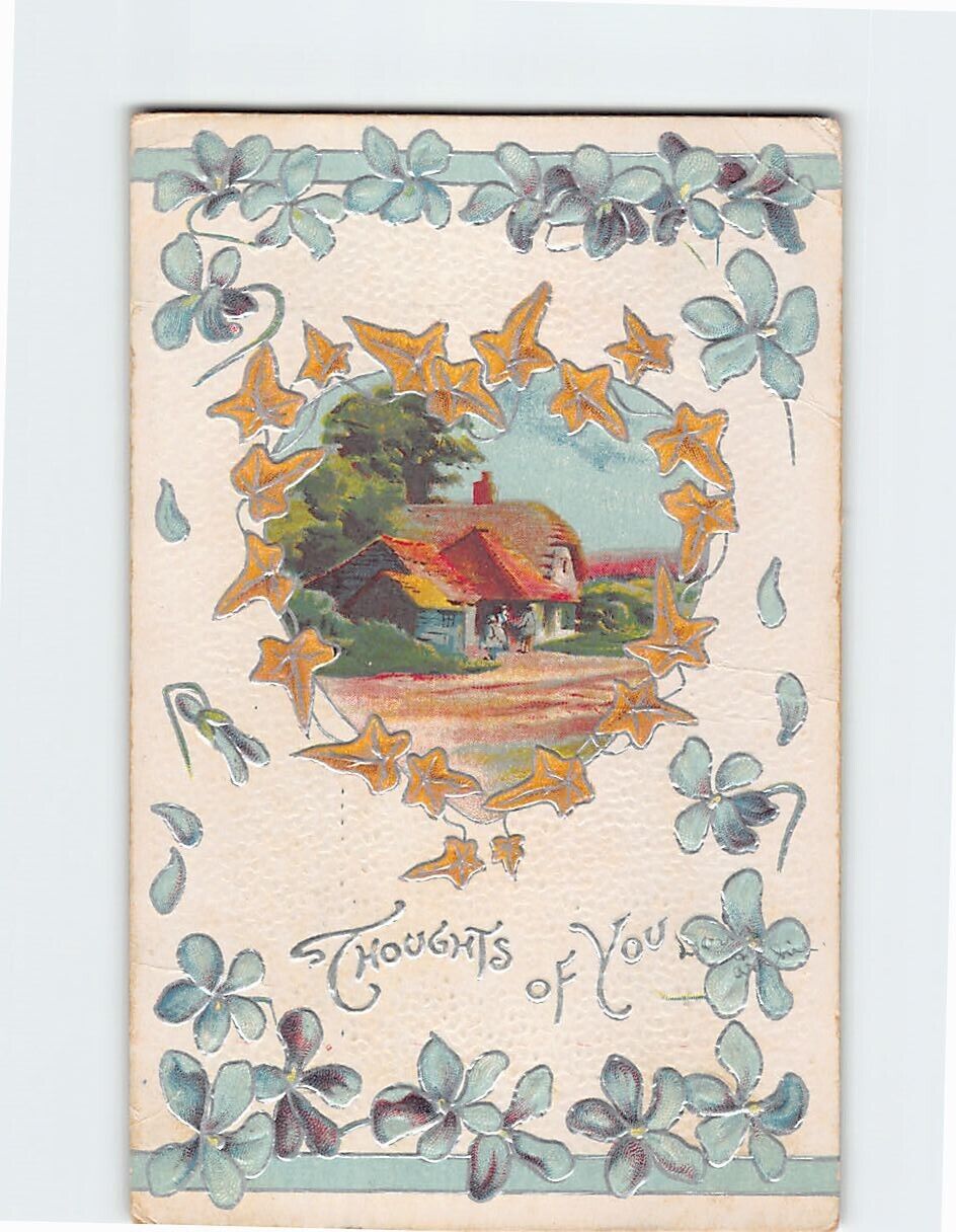 Postcard Countryside Home Thoughts of You Embossed Card