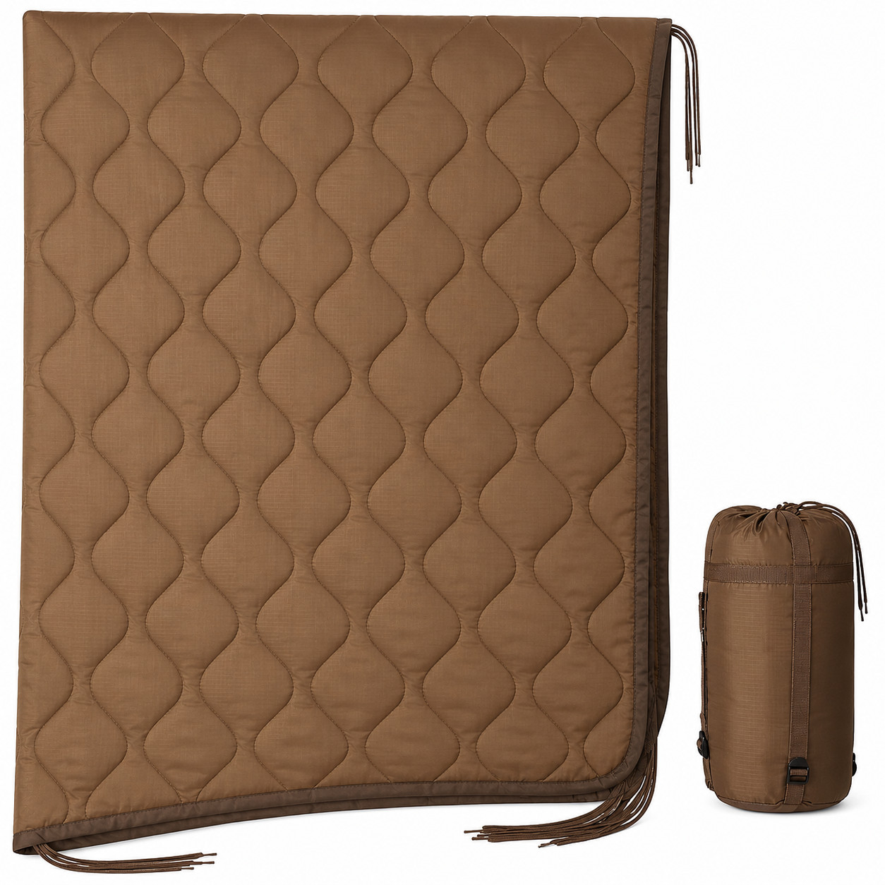 USGI Military Style All Weather Poncho Liner / Woobie Blanket in Coyote Brown