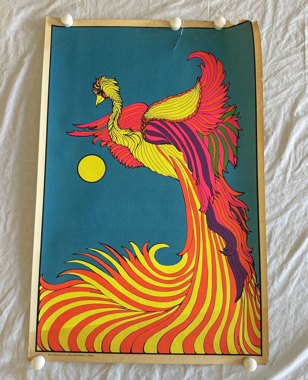 1968 Steve Sachs Blacklight Psychedelic Poster Hippie Original Summer of Love