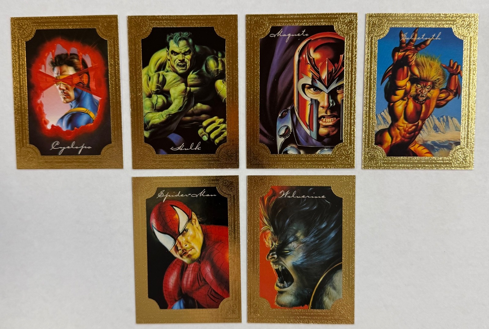 1996 Fleer Skybox Marvel Masterpieces Gold Gallery complete 6 card MINT set