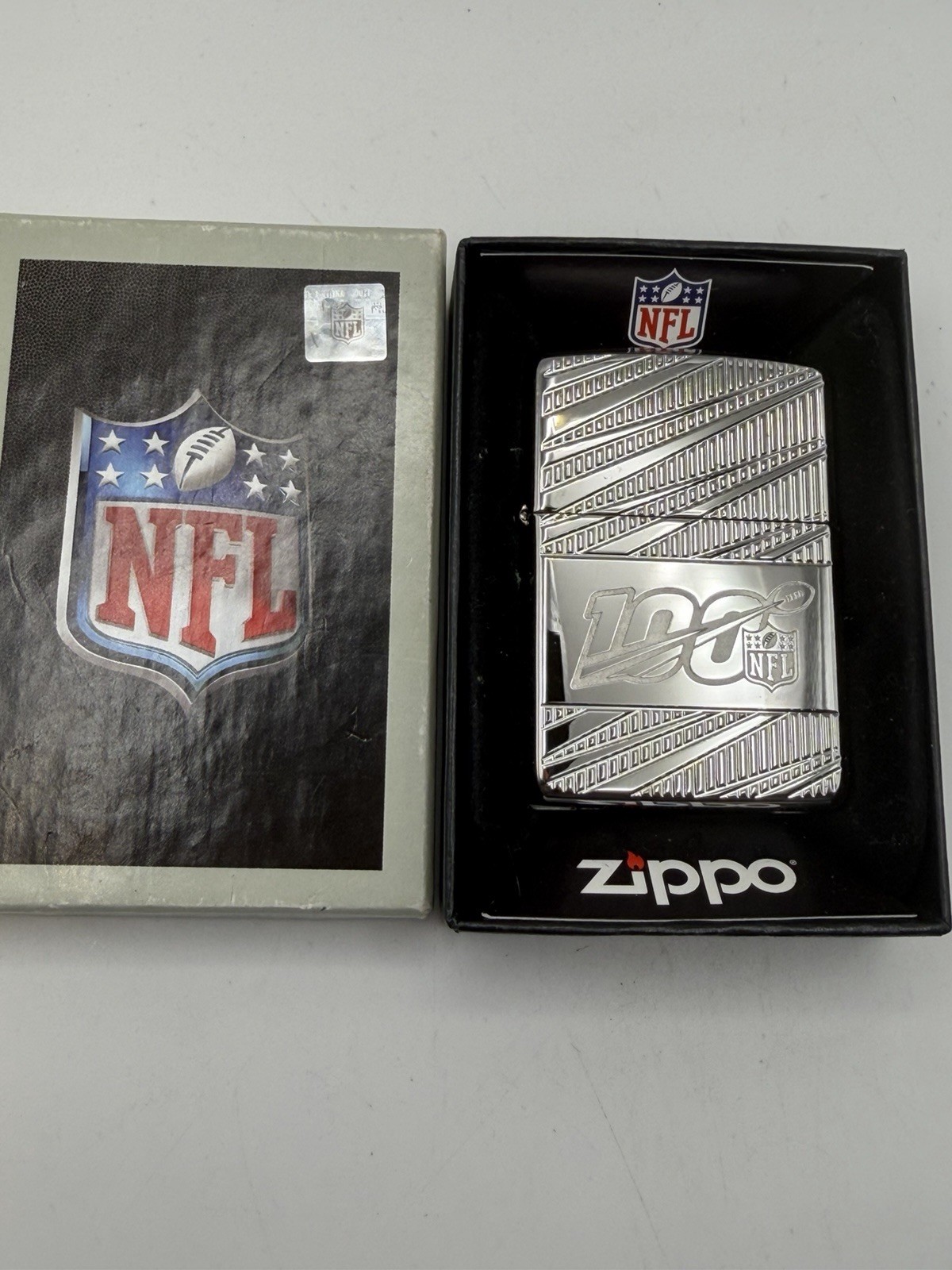 Limited Edition NFL 100th Anniversary HP Chrome Armor Zippo Lighter NEW #0602