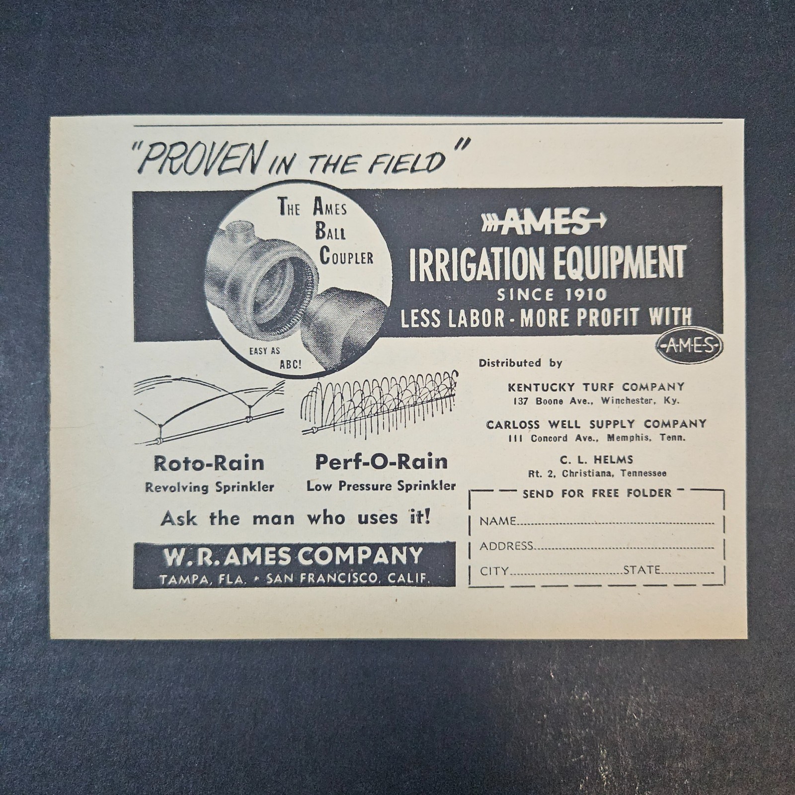 1953 WR Ames Company Irrigation Equipment Sprinkler Systems Vintage Print Ad