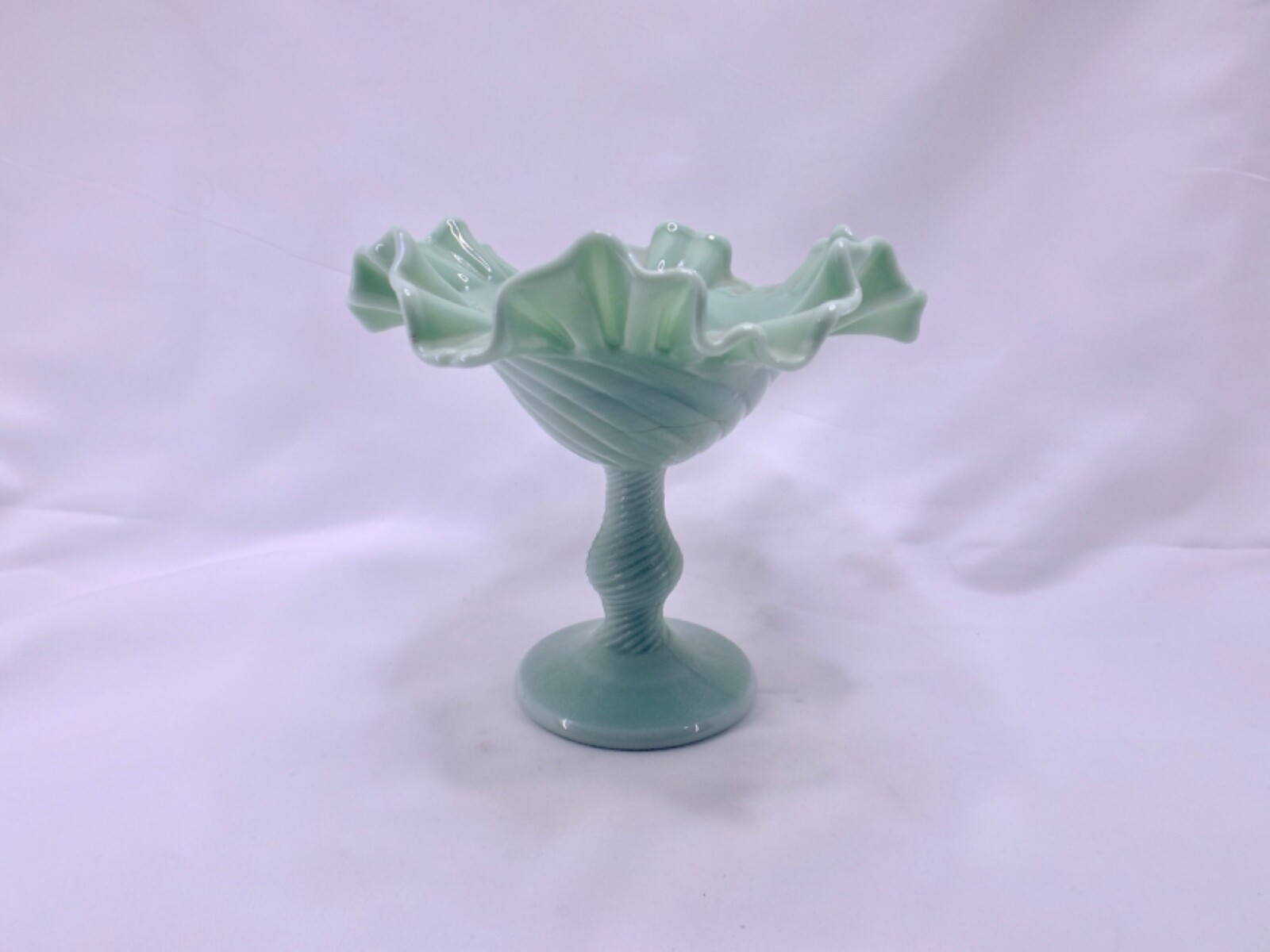 Green Glass Fluted Compote 6.5\