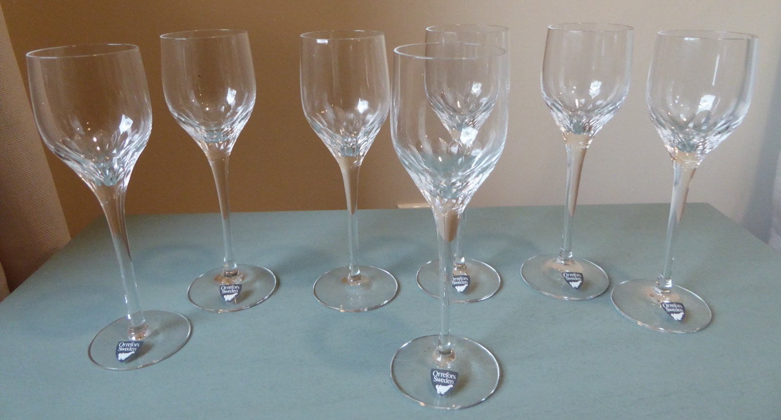 NEW 7 Orrefors Prelude Port Wine Blown Glasses Sweden 5 3/4\
