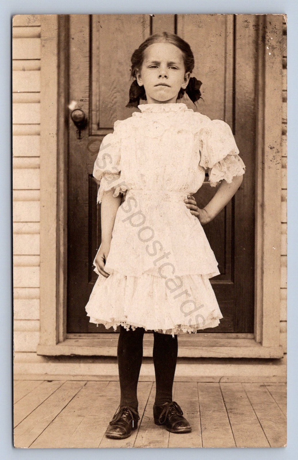 J98/ New Cumberland Pennsylvania RPPC Postcard c1910 Girl Frown Dress 134