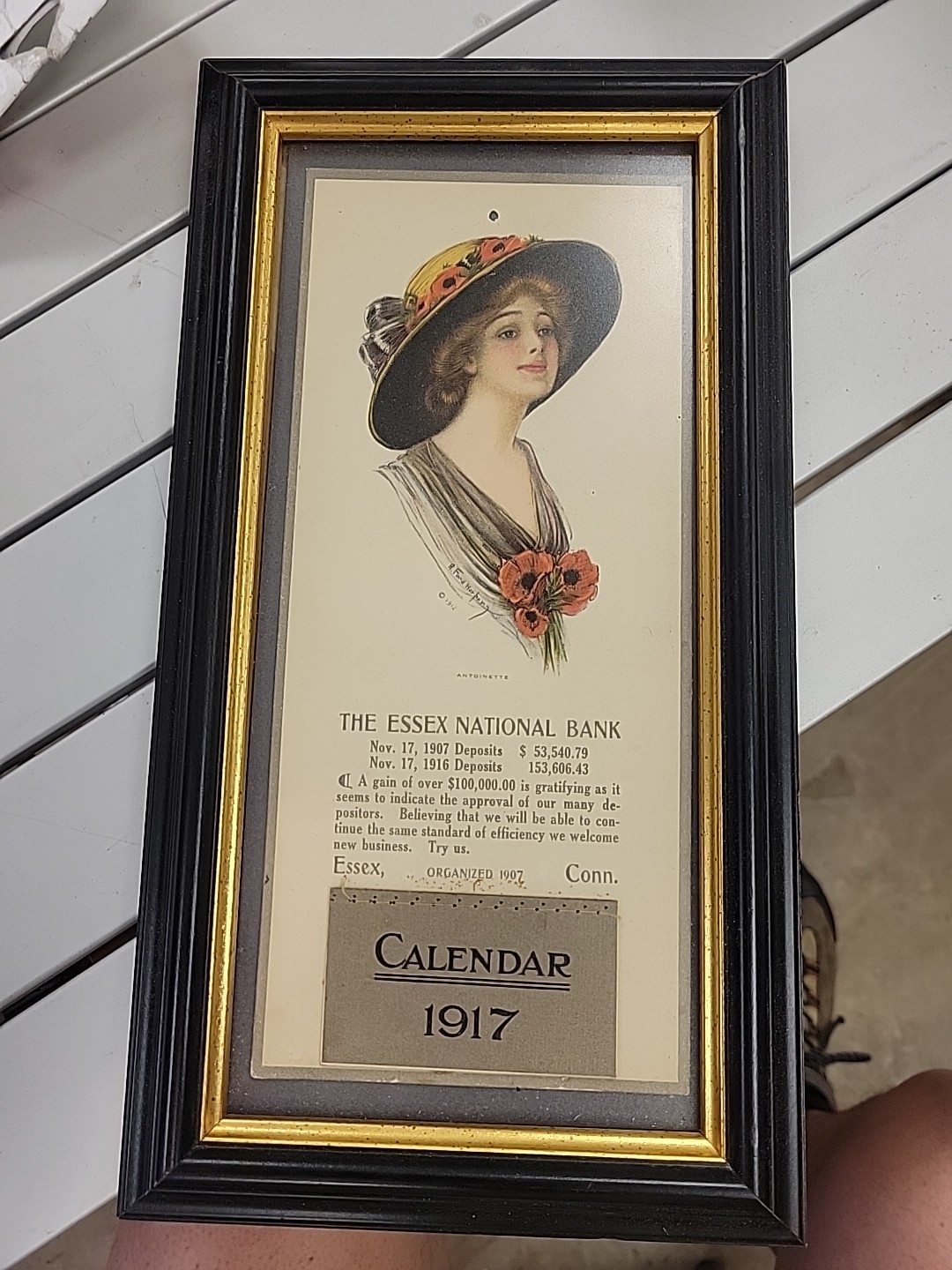Vintage Calendar 1917 The Essex National Bank, Framed R. Ford Harper illustrator