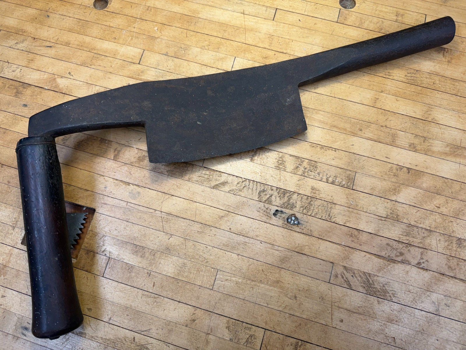 Antique Massive Cooper\'s Chamfer Knife Barrel Making Wooden Handle
