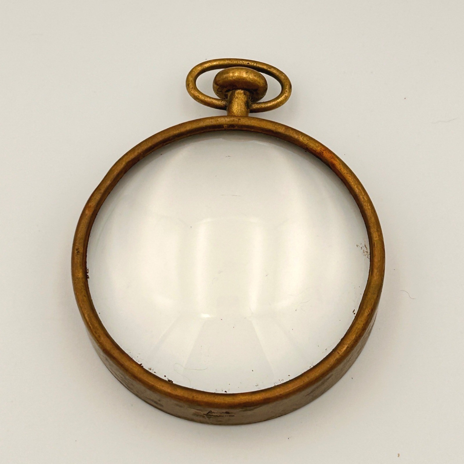 Vintage Carl Aubock Brass Magnifying Glass Paperweight Austria MCM Desk Watch