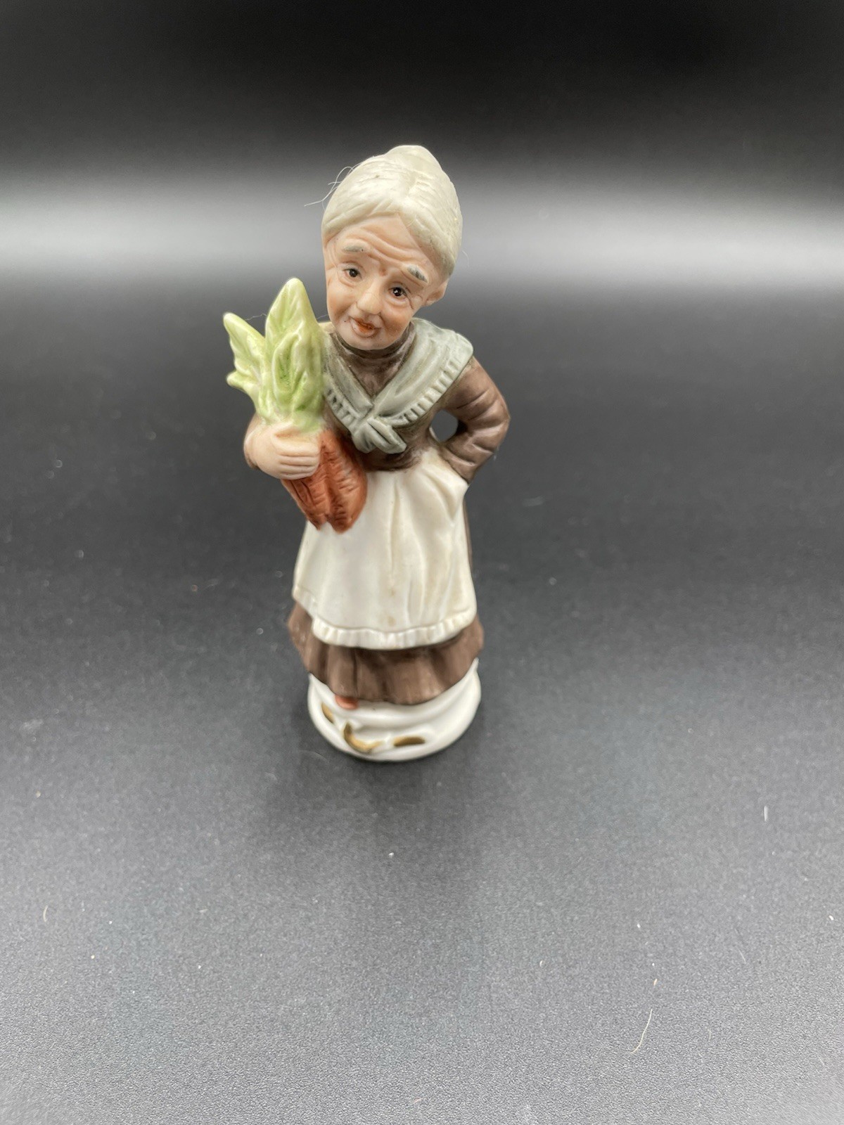 Flambro Fine Porcelain Old Lady Woman Carrots Figure