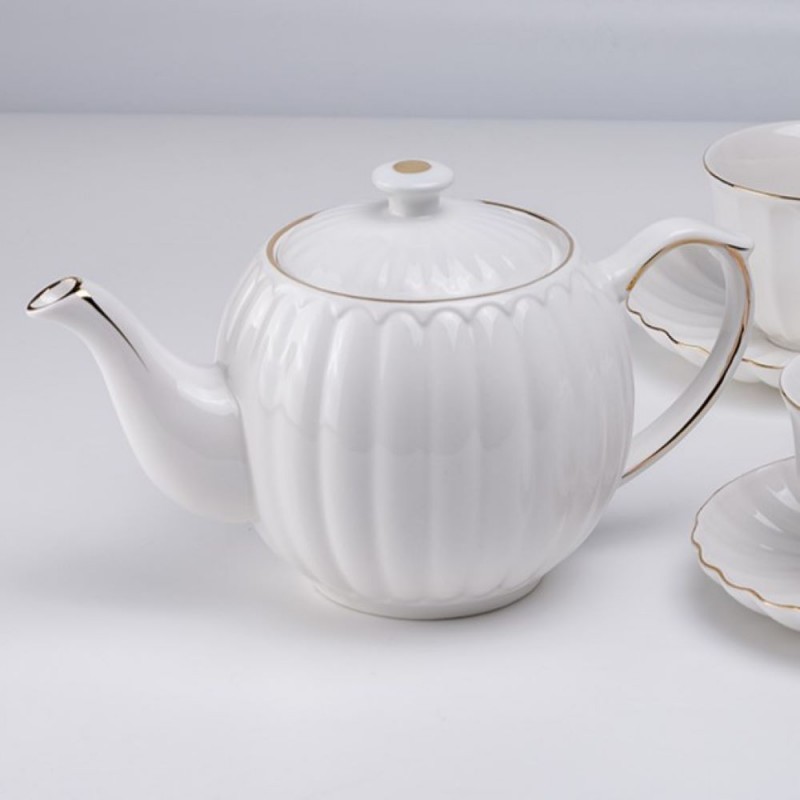 Grace Teaware White Gold Shell Fine Porcelain Teapot Gold Trim Grace Teaware White Gold Shell Fine Porcelain Teapot Gold Trim