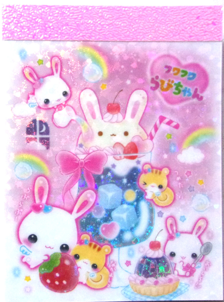 CRUX Fuwa Fuwa Rabi-chan Rabbit Soda Drink Hologram Mini Memo Pad Made in Japan