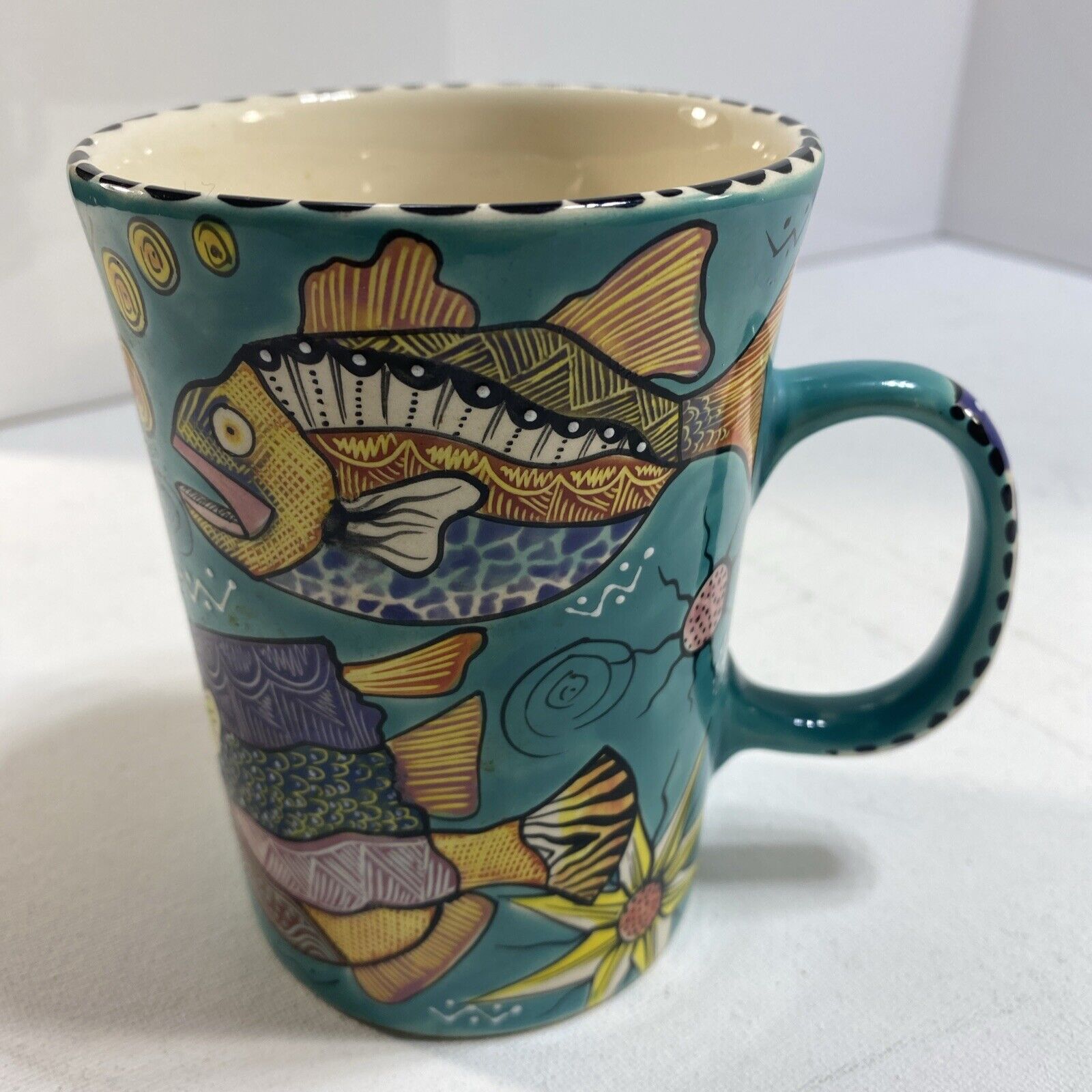 PENZO Zimbabwe Cup Hand Made & Painted in Africa 2004 Vintage Fish