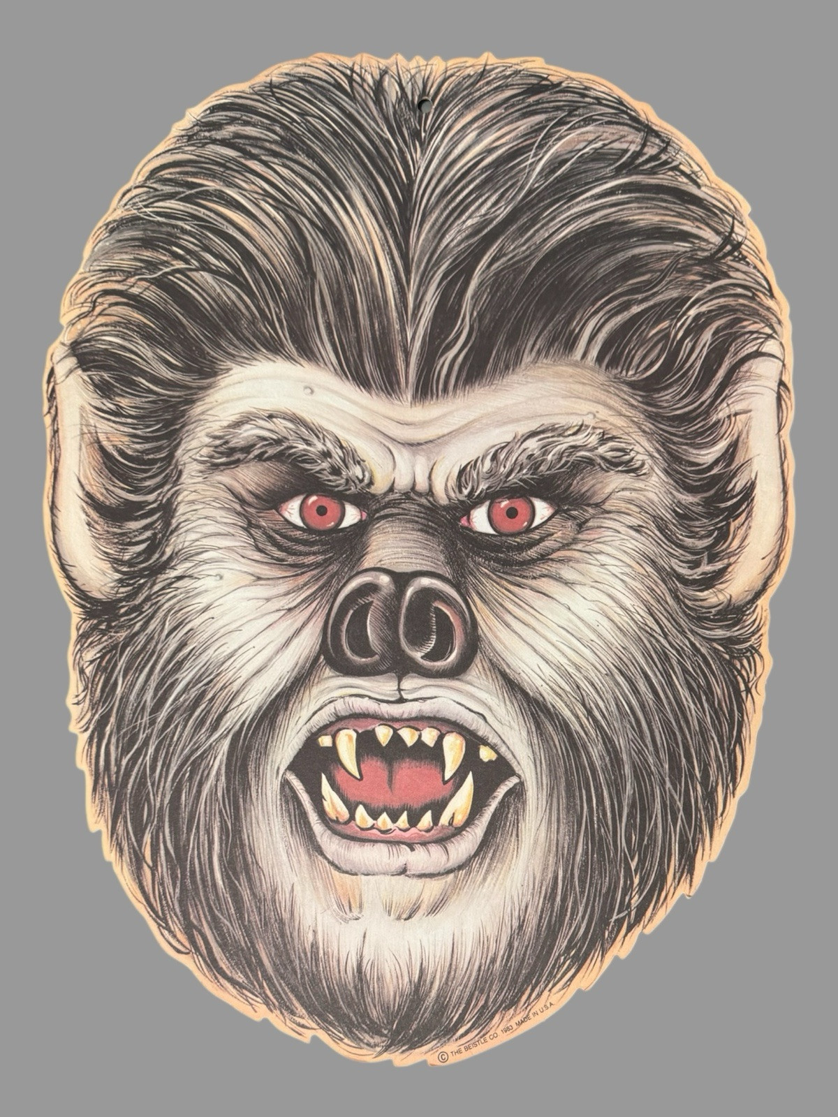 Vintage 1983 Beistle Co. Die Cut Double Sided Halloween Decoration Wolf Man