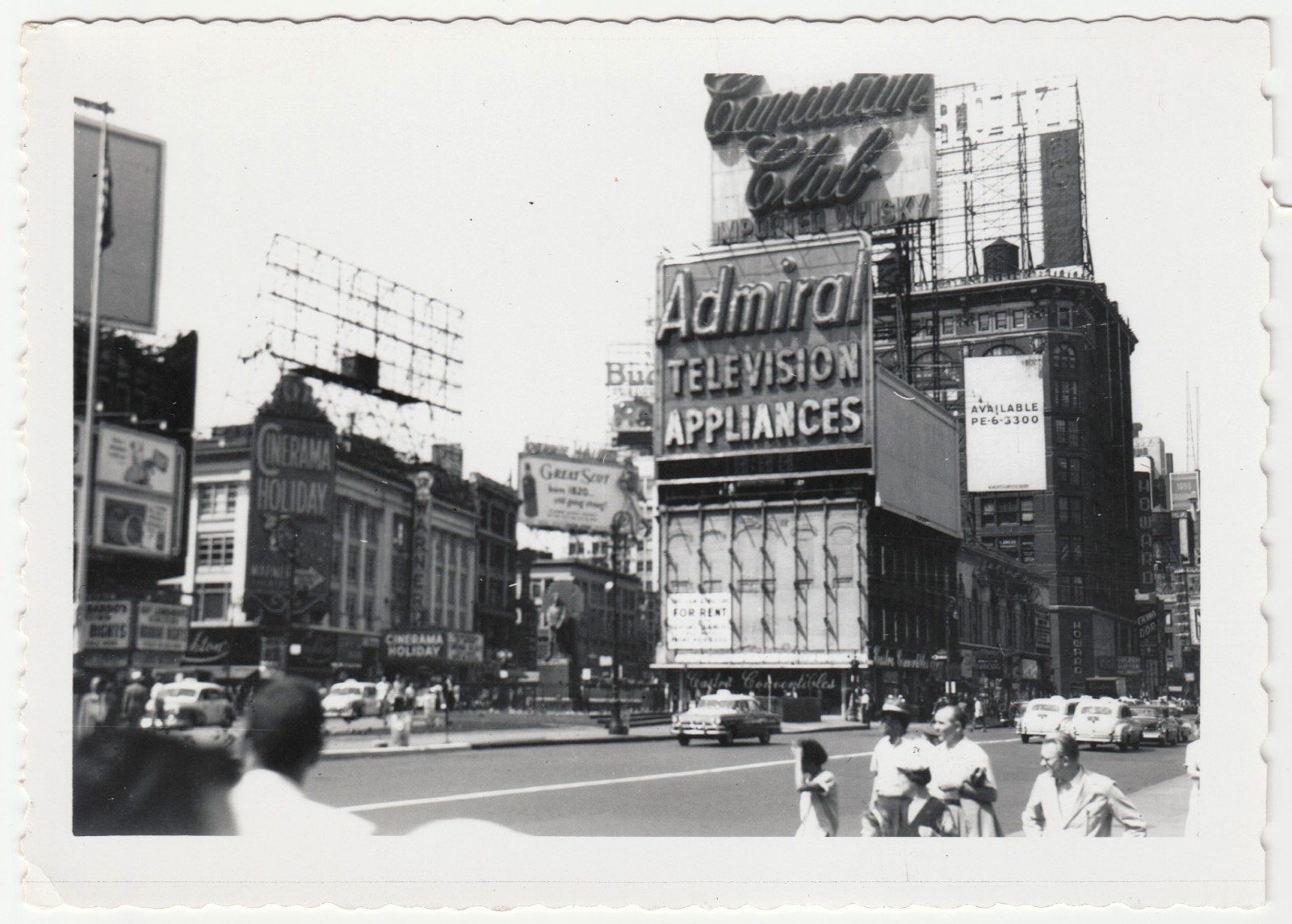 1955 Times Square NYC Cinerama Holiday Warner Theatre Admiral Signs Photo