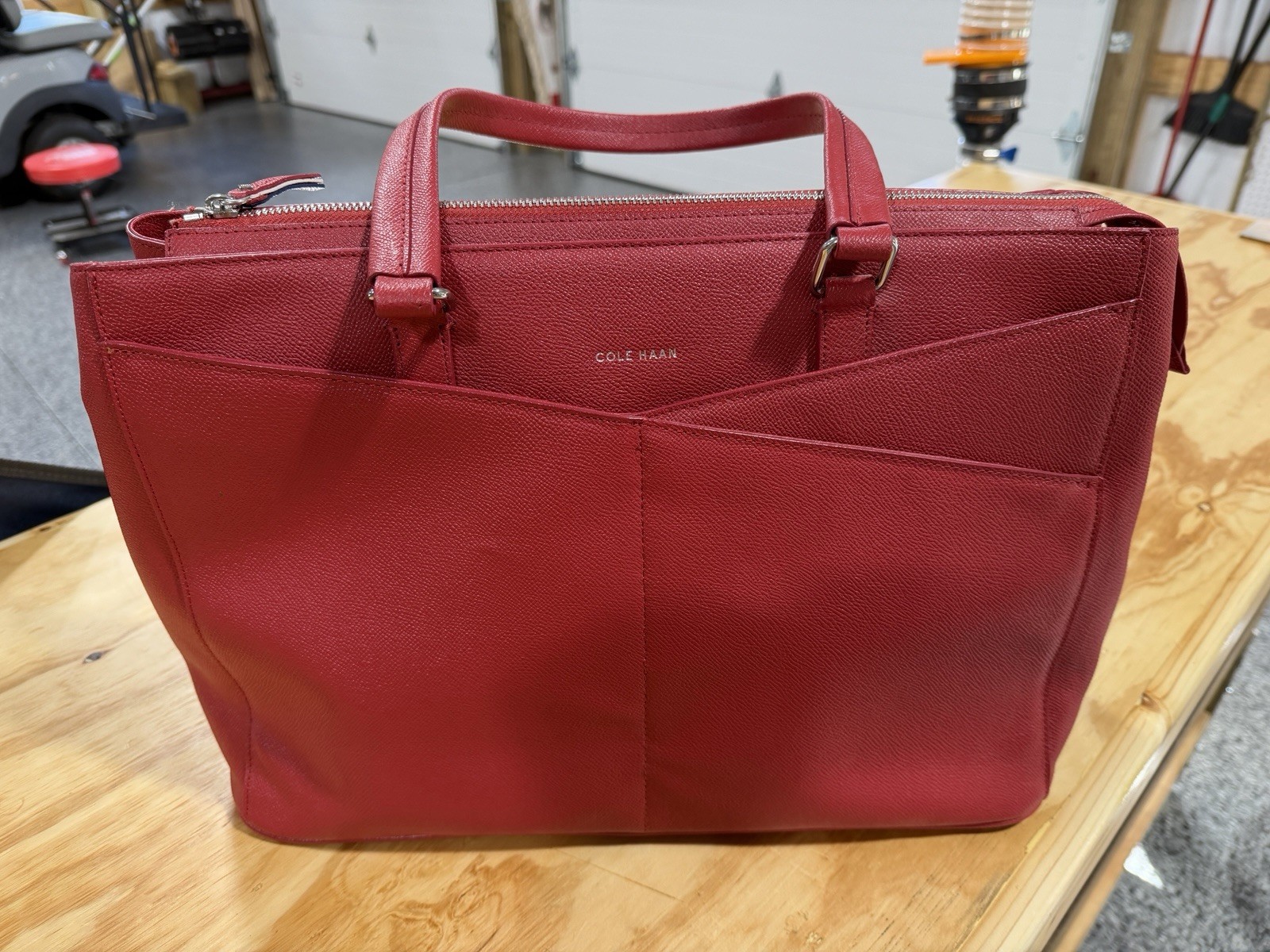American Airlines Flight Attendant Cole Haan Red Leather Uniform Tote Bag NEW