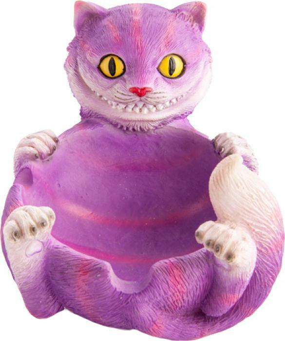 Purple Color Polyresin Cat Ashtray Mad Cat Cheshire Cat Trippy Cat 