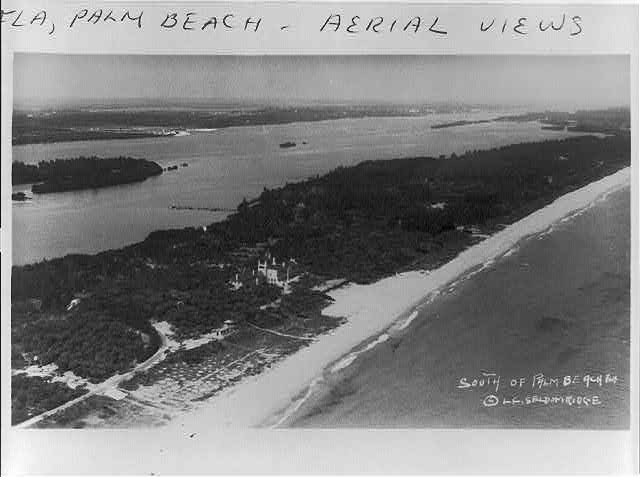 Photo:Palm Beach Florida Aerial View Shoreline South of Palm Beach c1921
