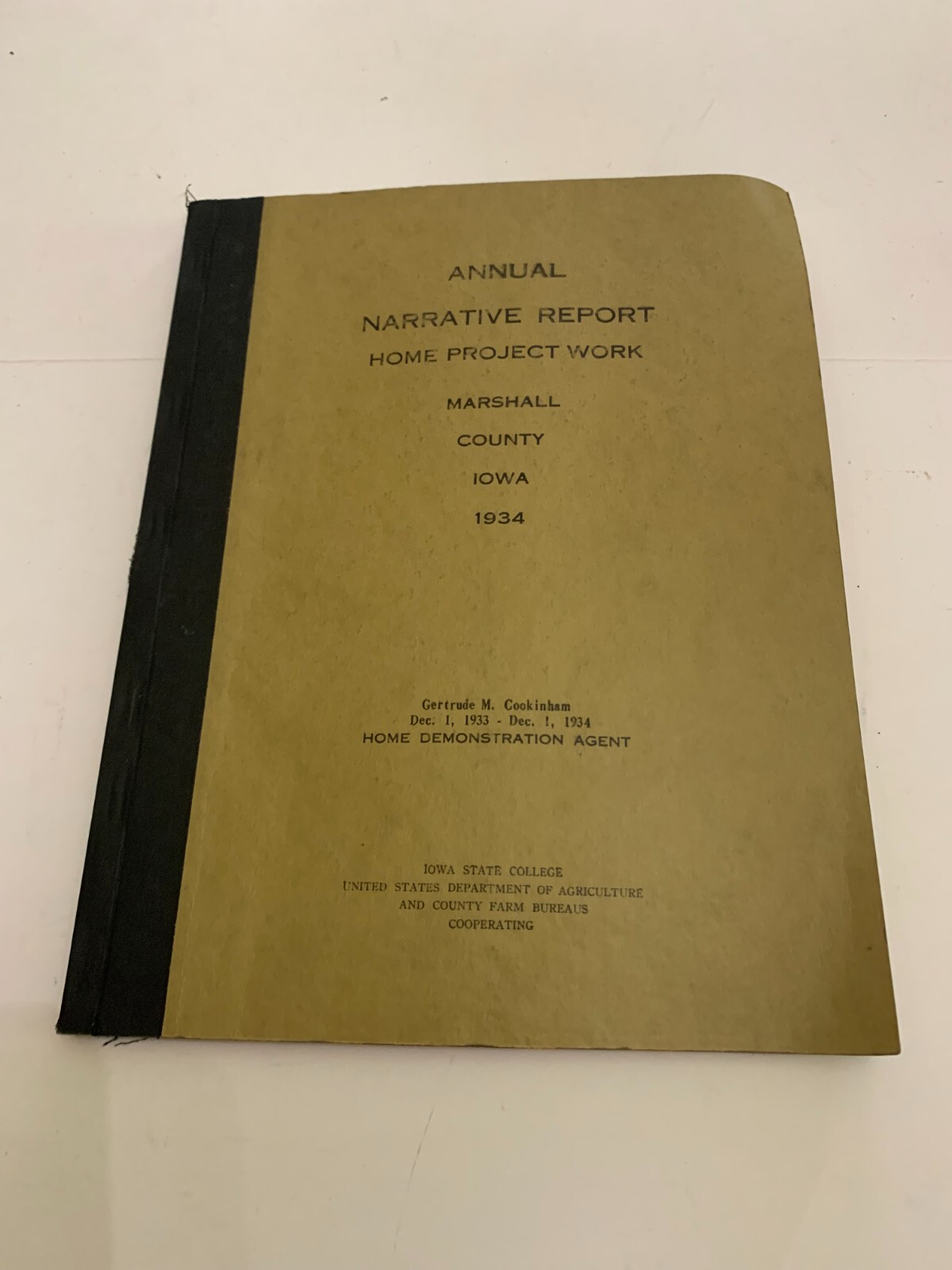 1934 Narrative Annual Report Home Demonstration Agent Marshall County Iowa