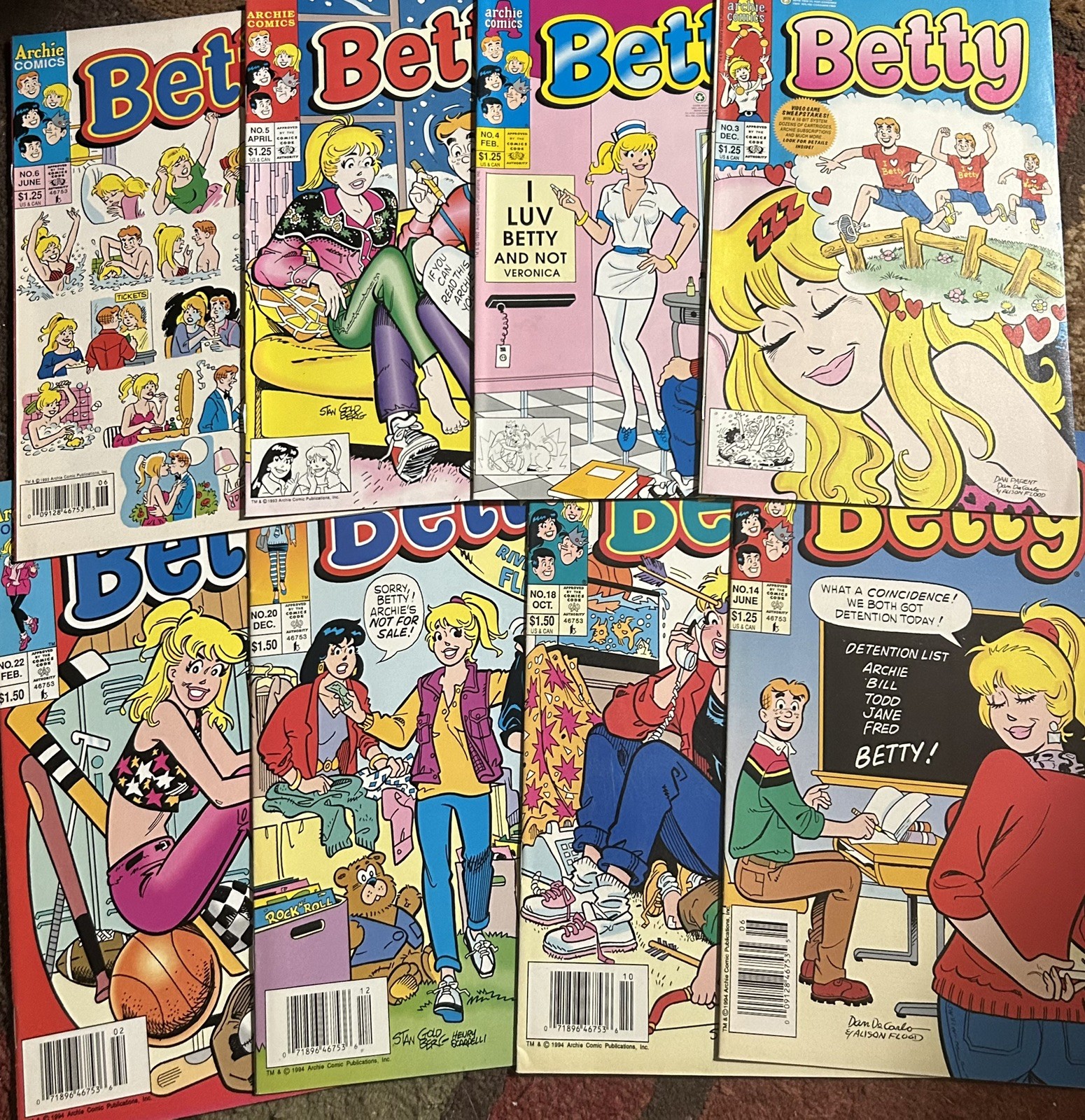Betty (1992-94) 3 4 5 6 14 18 20 22 Archie Covers Mid-Grade Dan Decarlo