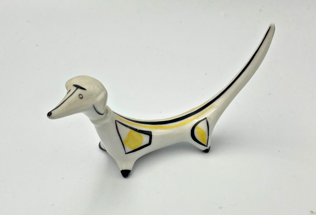 Vintage Hollohaza Dog Porcelain Figurine Hungary Antonia Osz Szabo Design 50s 60