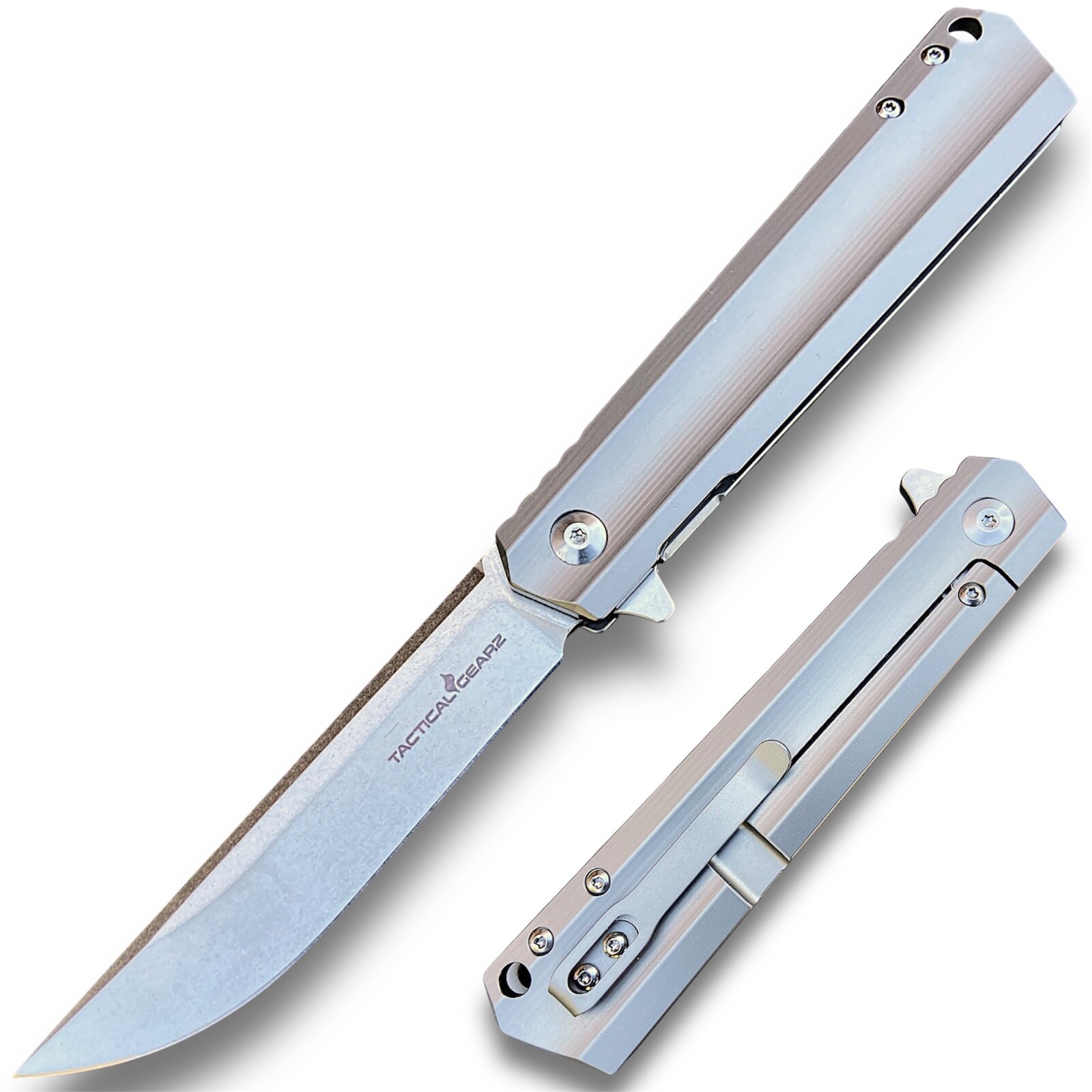 Solid Tc4 Titanium EDC Pocket Knife Razor Sharp D2 Steel Blade Ball Bearings