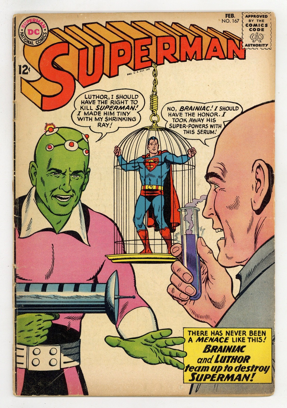 Superman #167 GD 2.0 1964 New origin of Braniac