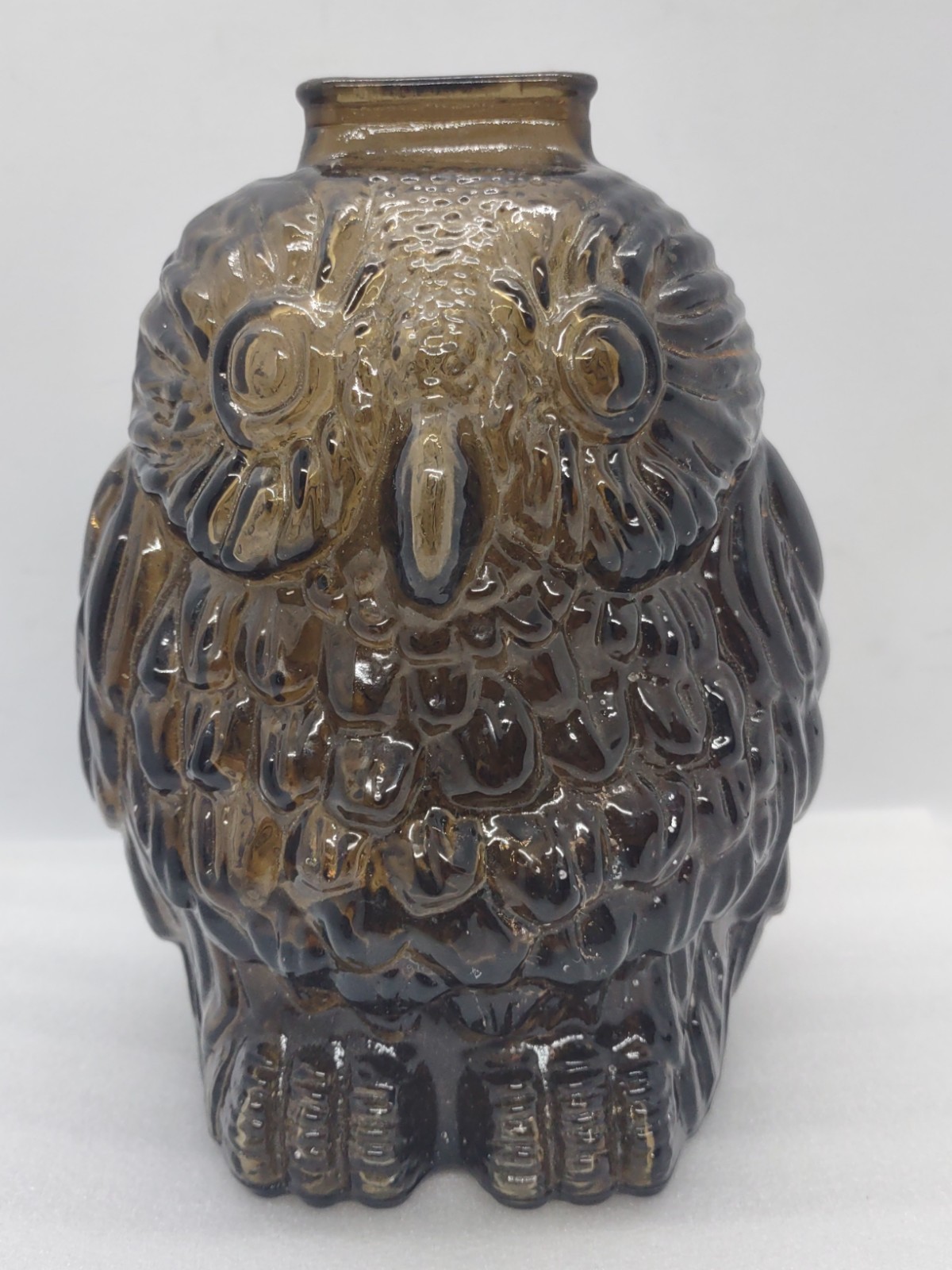 Vintage WISE OLD OWL Dark Amber Brown Figural GLASS BANK