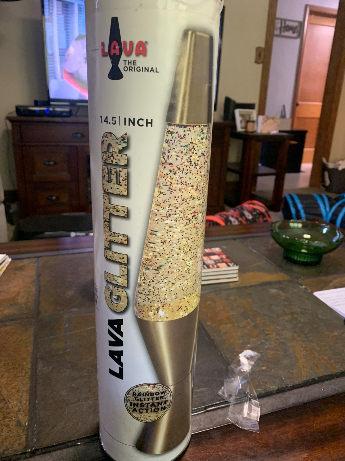 vintage rainbowglitter lava lamp 14.5 inches tall