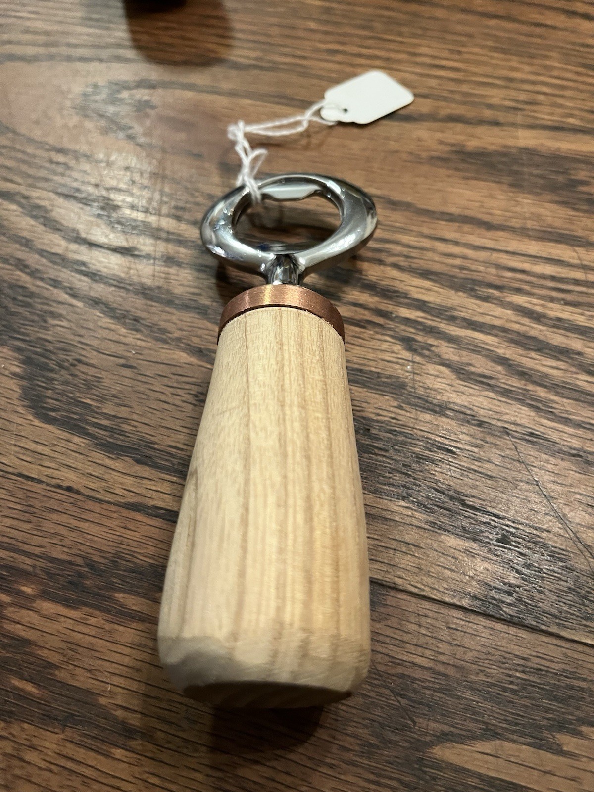 Hand Turned Oak Handle With Copper End Cap bottle Opener