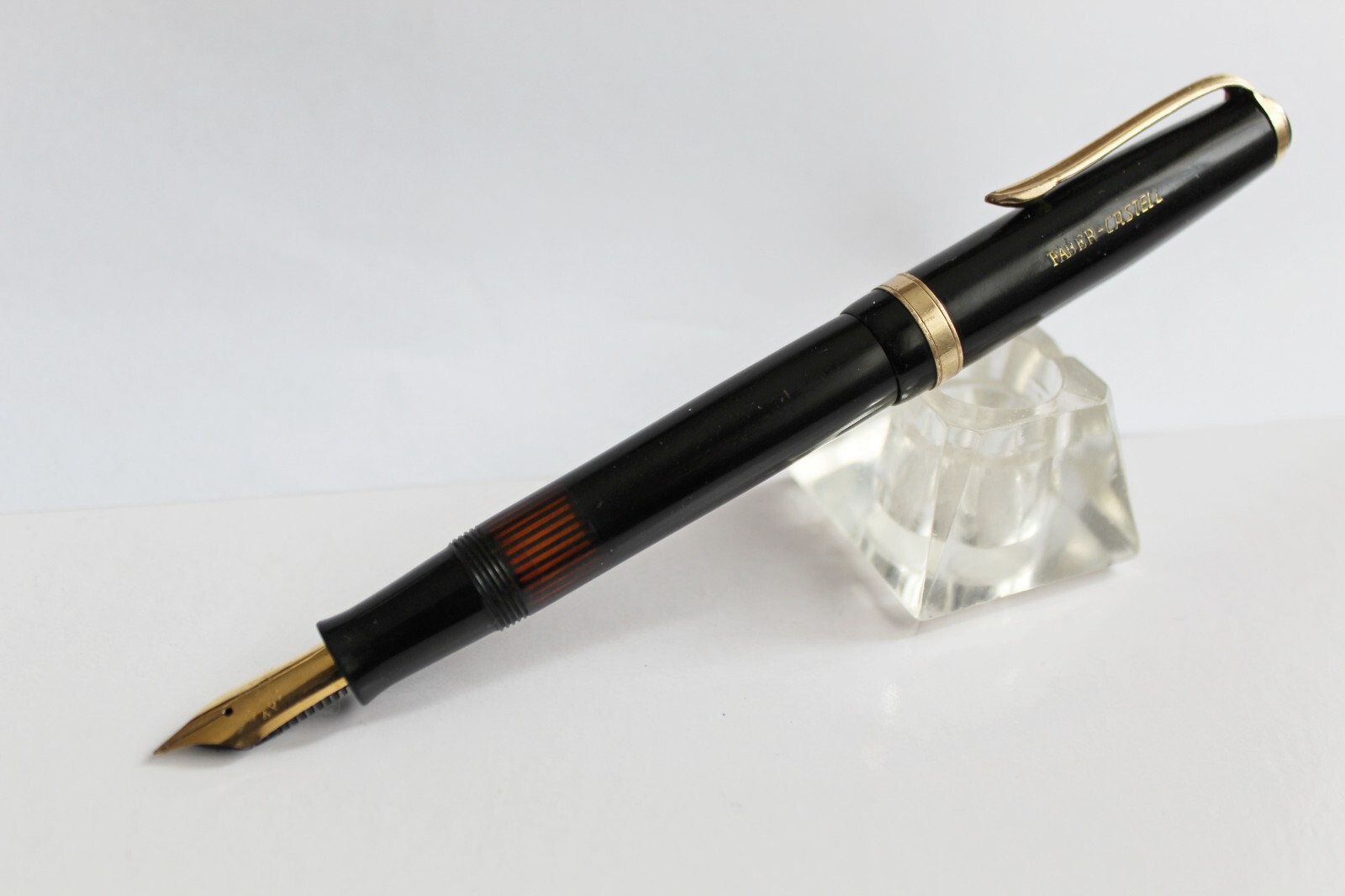 FABER-CASTELL 884 Fountain pen Black  Gold Plated Nib14 KT Vintage Germany 1950s
